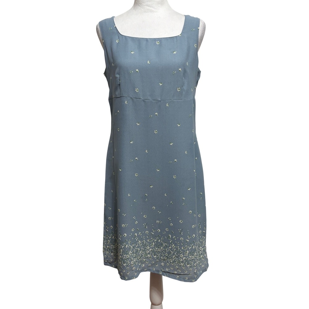 Old Navy Ditsy Floral Sheath Dress Womens Size 8 Blue Empire Waist Y2K Cottage